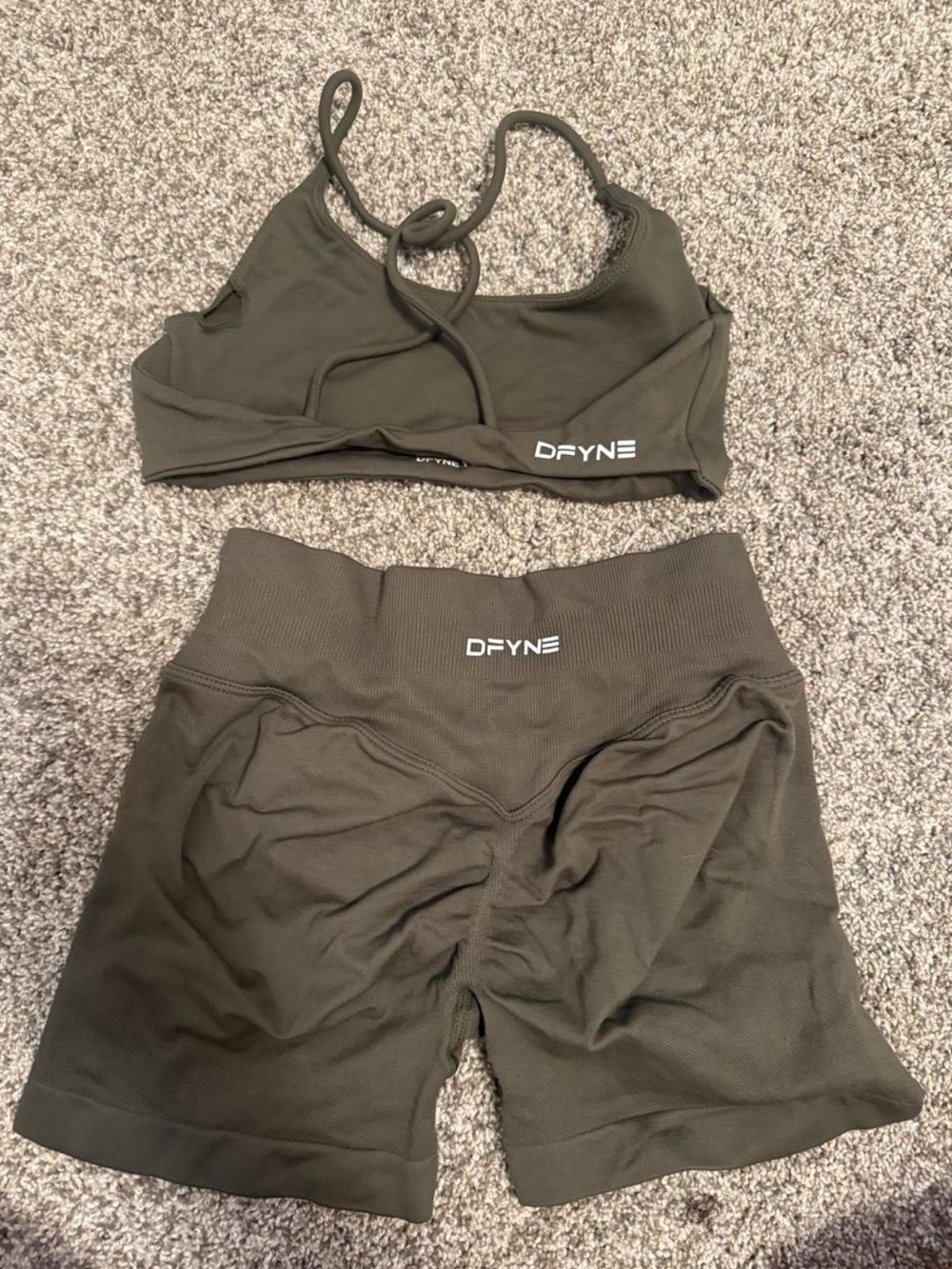 DFYNE Mid Rise Impact Shorts with Dynamic Bra — Olive Color - Picture 2 of 2